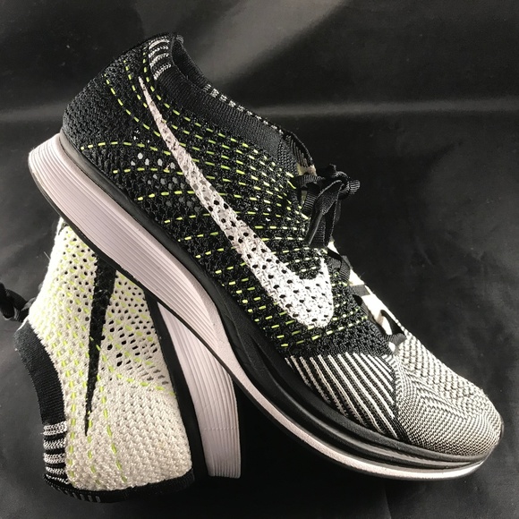 nike flyknit racer black white volt